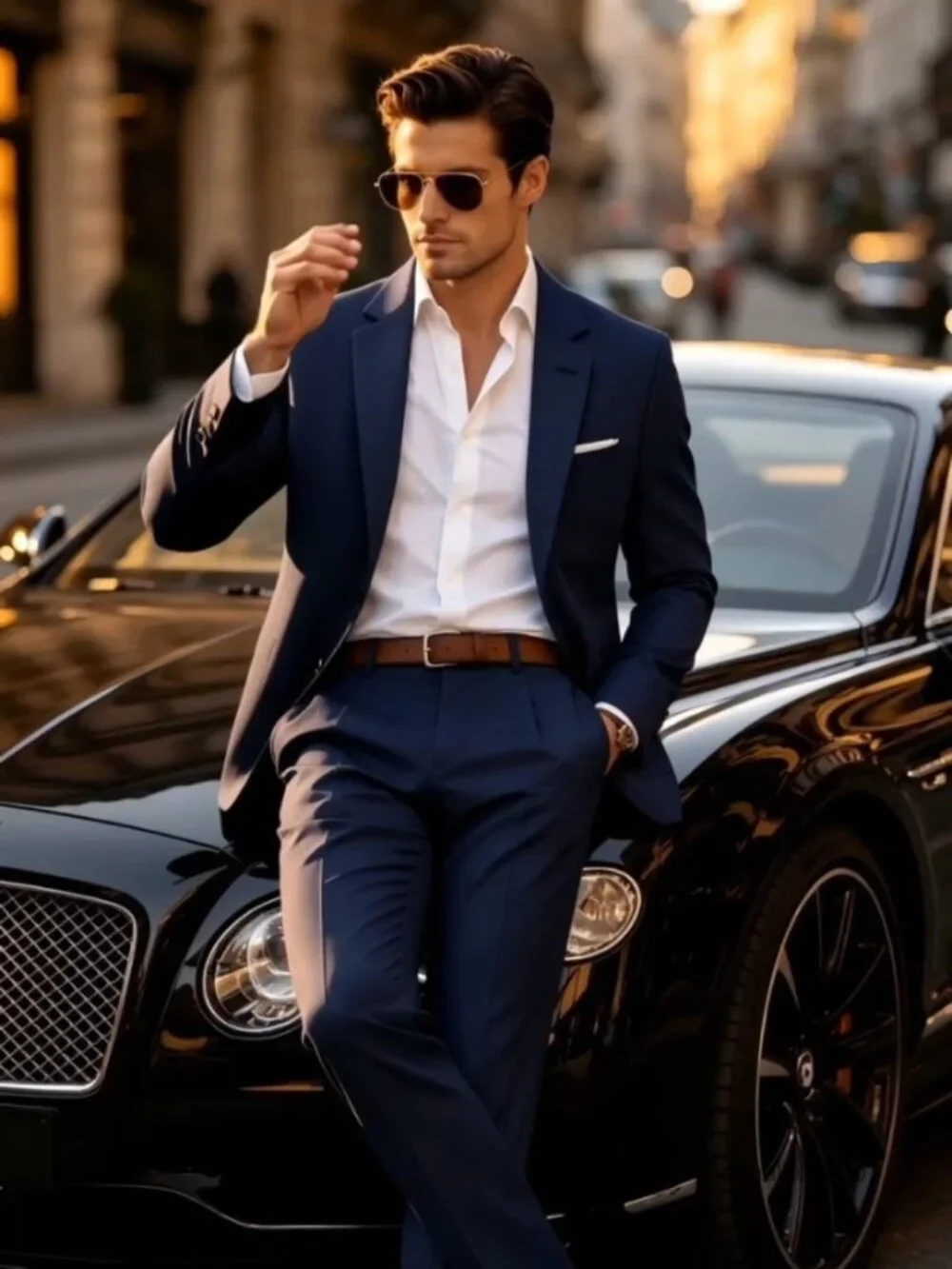 Men's Classic Fit 2-Piece Suit Notch Lapel Two Button Flap Pocket Business